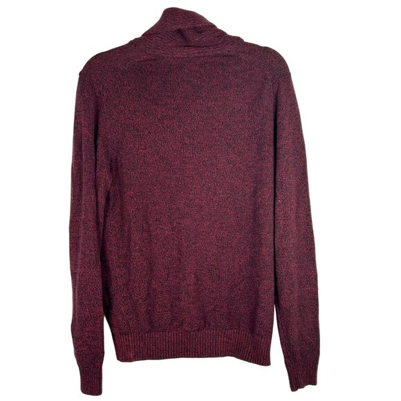 Izod Mens Marled Burgundy Shawl Collar Sweater Small/Petite Cotton/Acrylic Blend - Picture 2 of 11